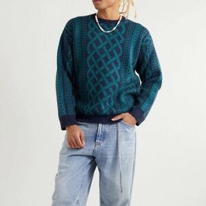Mens Sweater Jacquard Sweater Cable Knit Sweater NWT Iggy NYC Medium